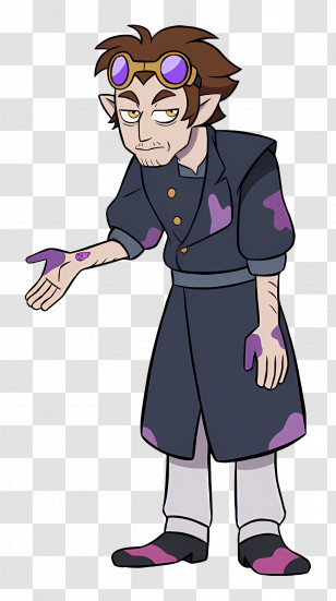 Alador Blight - Cartoon Character With Goggles And Purple Stains Transparent PNG