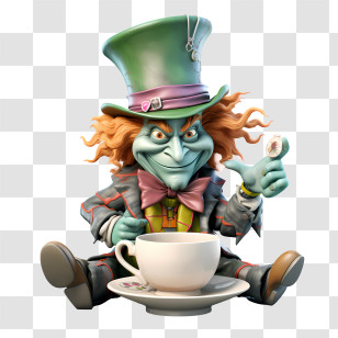Mad Hatter Day - Mad Hatter With Tea Cup Transparent PNG