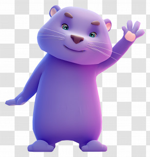 Purple Otter - Purple Cartoon Otter Waving Transparent PNG