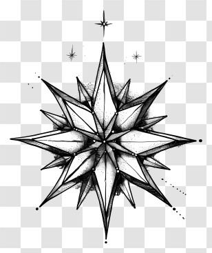 Star Shape - Geometric Black And White Star Transparent PNG