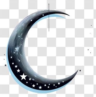 Sketch Style Moon And Star - Black Crescent Moon With Stars Illustration Transparent PNG