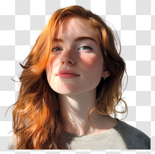Summer Portrait - Red-haired Girl In Sunlight Transparent PNG