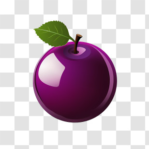 Plum - Fresh Purple Plum With Leaf Illustration Transparent PNG