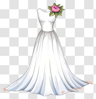 Watercolor Wedding Dress - Elegant White Dress Transparent PNG