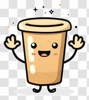 Coffee Kawaii - Cute Cartoon Coffee Cup With Smile Transparent PNG