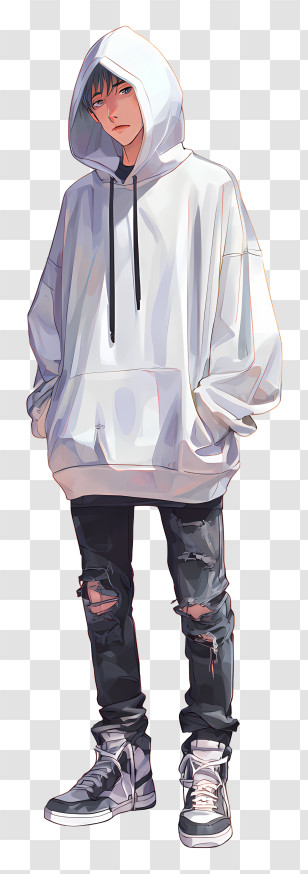 Hoodie Anime Boy - Person In Hoodie Illustration Transparent PNG