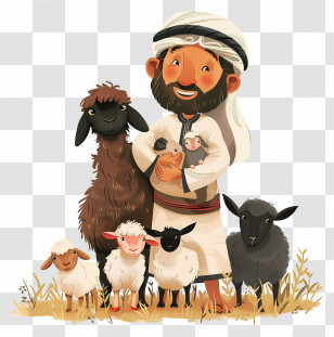 Eid Al Adha - Shepherd With Sheep In Pasture Transparent PNG