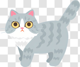 Cute Cat - Cute Gray Cat Illustration Transparent PNG