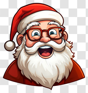 Santa Claus - Jovial Santa Claus Cartoon With Glasses Transparent PNG