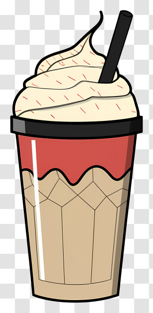 Frothy Drink - Milkshake With Whipped Cream And Straw Illustration Transparent PNG