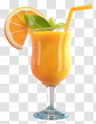 3d Juice - Orange Cocktail With Ice Transparent PNG