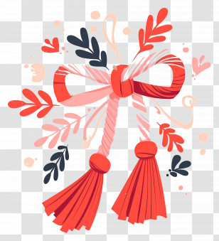 Martisor - Red Tassel Ribbon For Festive Decoration Transparent PNG