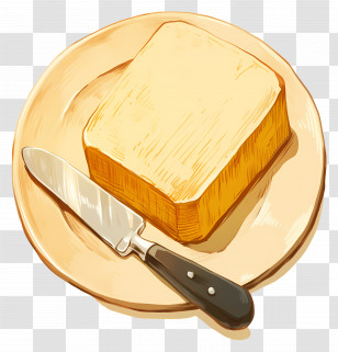 Butter - Block Of Butter With Knife On Plate Transparent PNG