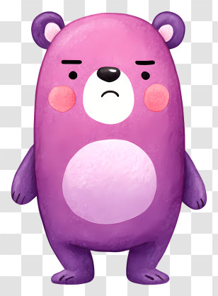 Pink Kawaii Bear - Purple Cute Grumpy Bear Transparent PNG