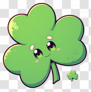 Cute Clover - Cute Green Four-leaf Clover Illustration Transparent PNG