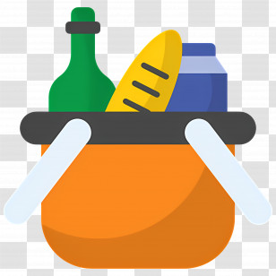 Food Gift Baskets - Grocery Basket With Bread And Bottle Transparent PNG
