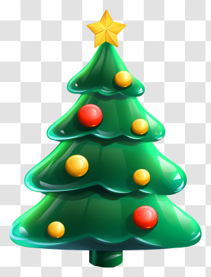 Christmas Tree - Traditional Green Christmas Tree With Star Transparent PNG
