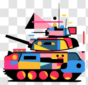Cartoon Tank - Abstract Colorful Tank Illustration Transparent PNG