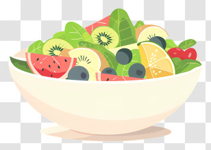 Salad Bowl - Delicious Fruit Salad In White Bowl Transparent PNG