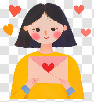 Love Letters For Her - Girl With Love Letter Transparent PNG