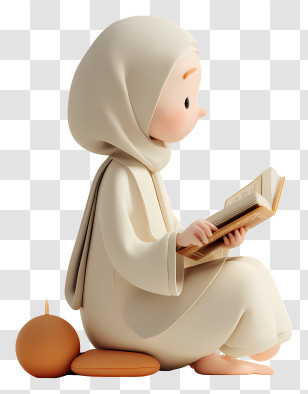 Muslim Woman Reading Quran - Girl Reading A Book In Peaceful Setting Transparent PNG