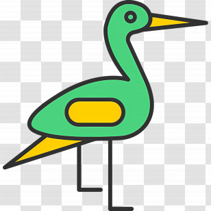 Heron - Cartoon Green And Yellow Bird Illustration Transparent PNG