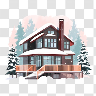 Winter House - Snow-Covered Cabin In Winter Illustration Transparent PNG