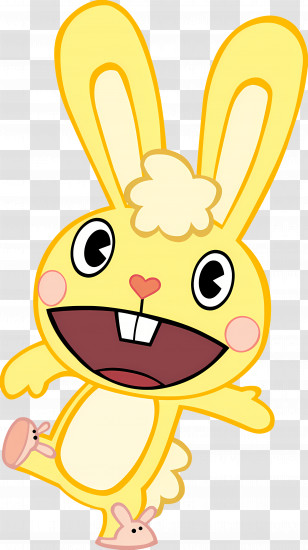 Happy Tree Friends - Yellow Bunny Cartoon Character With A Smile Transparent PNG