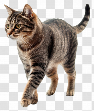 Cat Walking - Striped Tabby Cat Walking Transparent PNG