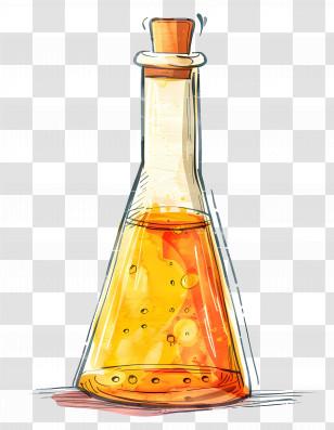 Triangular Flask - Scientific Flask With Orange Liquid Transparent PNG