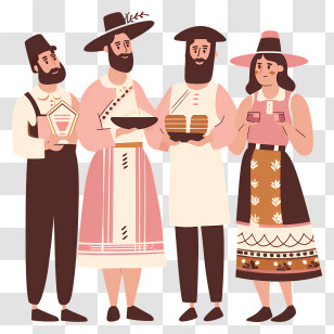 Pesach - Group Of People In Traditional Clothing Transparent PNG