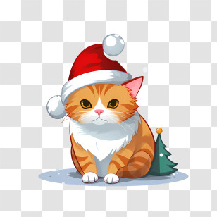 Christmas Cat - Cute Cat Wearing A Santa Hat Transparent PNG