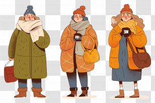 Cartoon People - People In Winter Clothing Transparent PNG