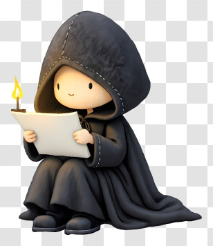 Mysterious Hooded Figure - Seated Hooded Reader By Candle Transparent PNG