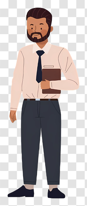 Cartoon Teacher Holding Book - Cartoon Man In Office Attire Transparent PNG