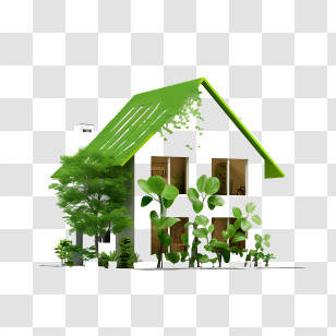 Eco House - Eco-friendly Modern House With Green Roof Design Transparent PNG