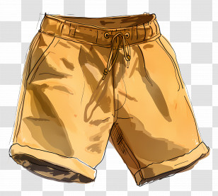 Shorts - Beige Shorts With Drawstring Illustration Transparent PNG