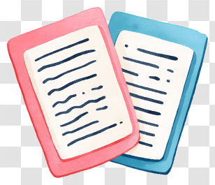 Watercolor Papers - Documents In Pink And Blue Folders Transparent PNG