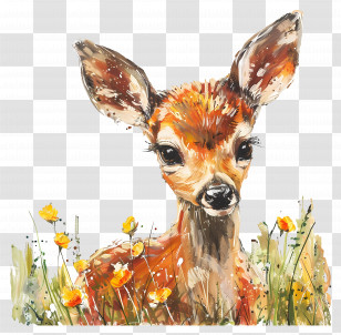 Deer - Cute Deer In Meadow Transparent PNG