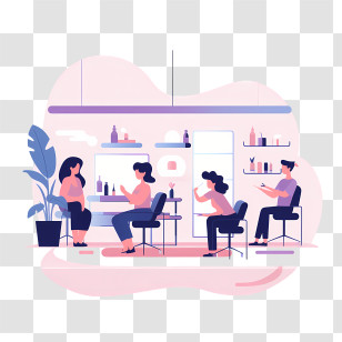 Hair Salon - People Getting Haircuts In A Salon Transparent PNG