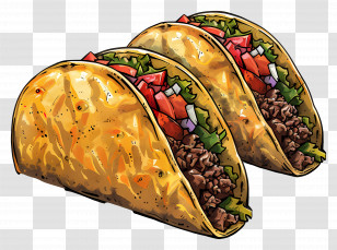 Tacos - Delicious Hard Shell Tacos With Filling Transparent PNG