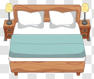 Bedroom - Cozy Bed In Cartoon Style Transparent PNG
