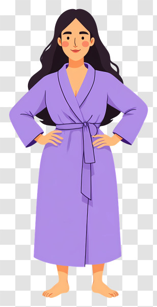 Pregnant Woman Standing - Cartoon Woman In Purple Robe Transparent PNG