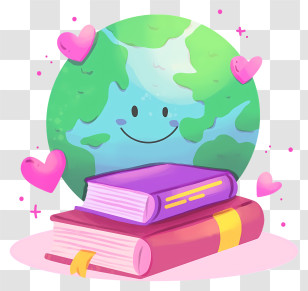 Book - Earth And Books With Hearts Transparent PNG