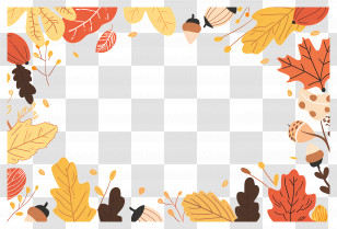 Autumn Background - Autumn Decorative Frame With Leaves And Acorns Transparent PNG