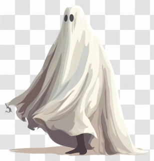 Halloween Ghost - Cartoon Ghost In A Sheet For Halloween Transparent PNG
