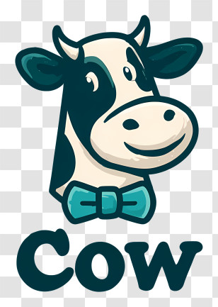Cow Logo - Cute Cow Head Logo With Bow Tie Transparent PNG