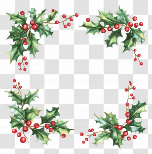 Christmas Border - Holly And Berry Frame For Festive Decorations Transparent PNG