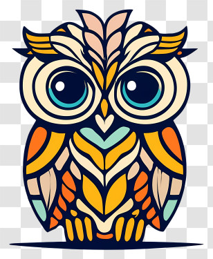 Cartoon - Colorful Decorative Owl Design Transparent PNG