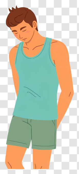 Man Feeling Sad - Shy Man In Tank Top Transparent PNG